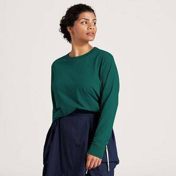 Allbirds Allgood Cotone Long Sleeve Donna Magliette Verde Acqua | IT4312PQ