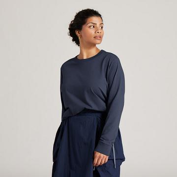 Allbirds Allgood Cotone Long Sleeve Donna Magliette Blu Marino | IT4313HK